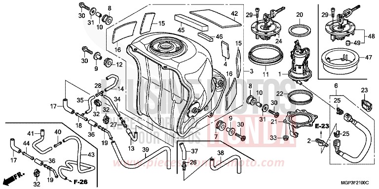 RESERVOIR A CARBURANT/POMPE A CARBURANT de CBR1000RR "Fireblade" GRAPHITE BLACK (NHB01BA) 2012